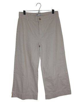 Bershka Cream Culotte Pants Wide-Leg Size (8) M 100% Cotton Denim Womens